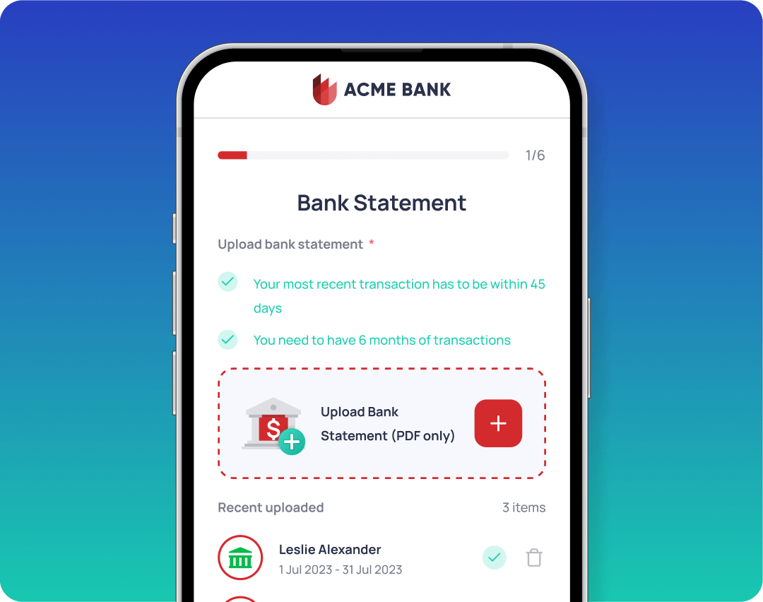 Create a Web Form with Bank Statement Verification