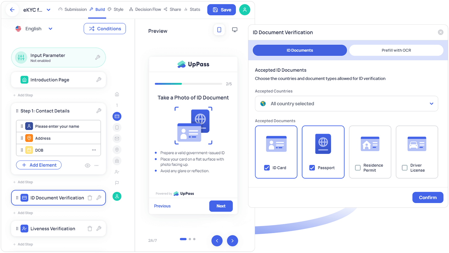 Choose a verification template and customize